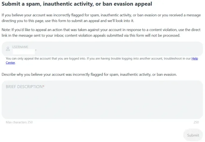 How to appeal a permanent ban on Reddit